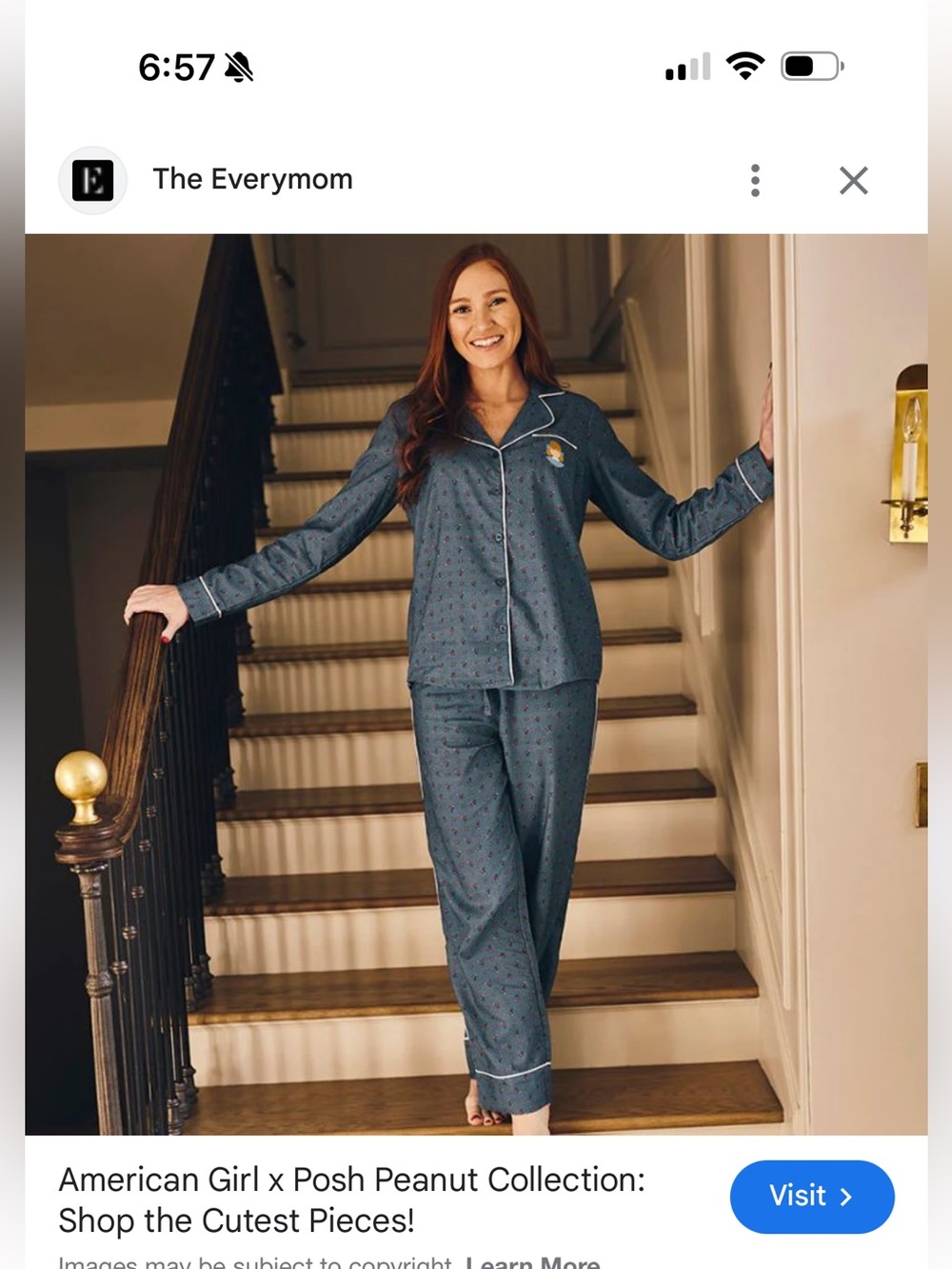 Posh Peanut American Girl Women's Blue flannelette Pajama Set Kiersten 2XL
